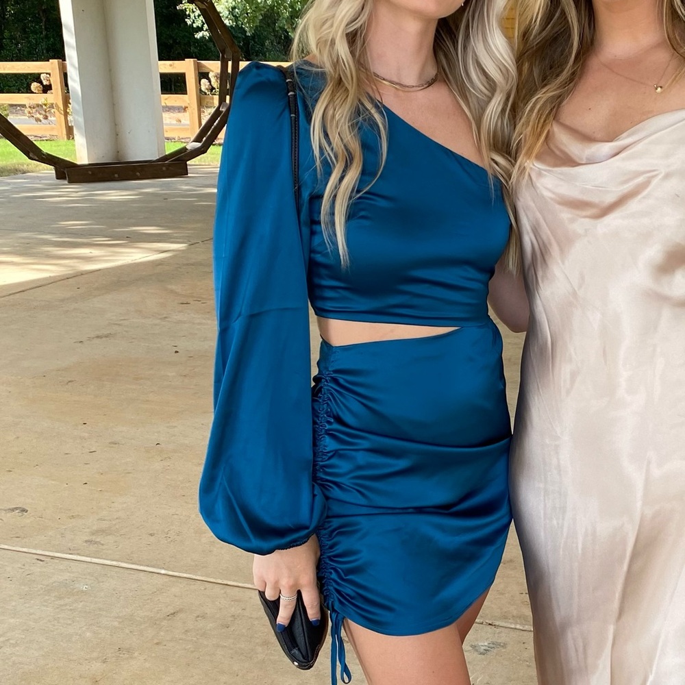 Asymmetrical Teal Dress